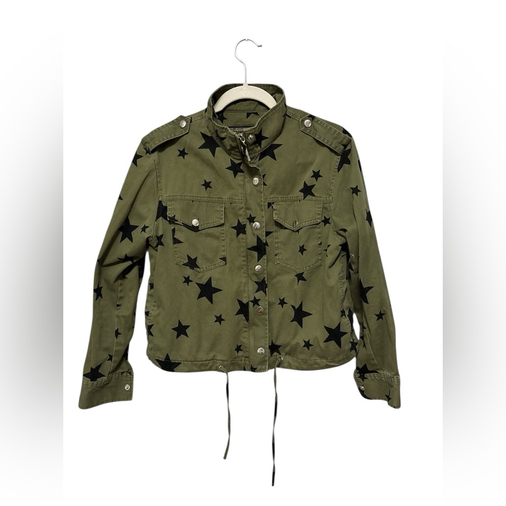 Indigo Saints Green Jacket with Black Star Pattern Women’s Size: Small‎